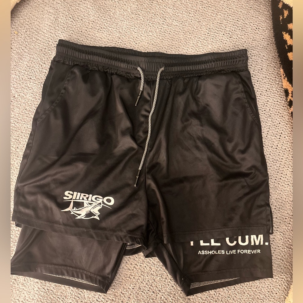 Assholes Live Forver Siirigo Black Athletic Shorts with Inner Liner size Large